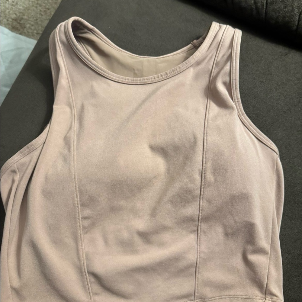 all in motion Light Mauve Ribbed-Seam Tank Top